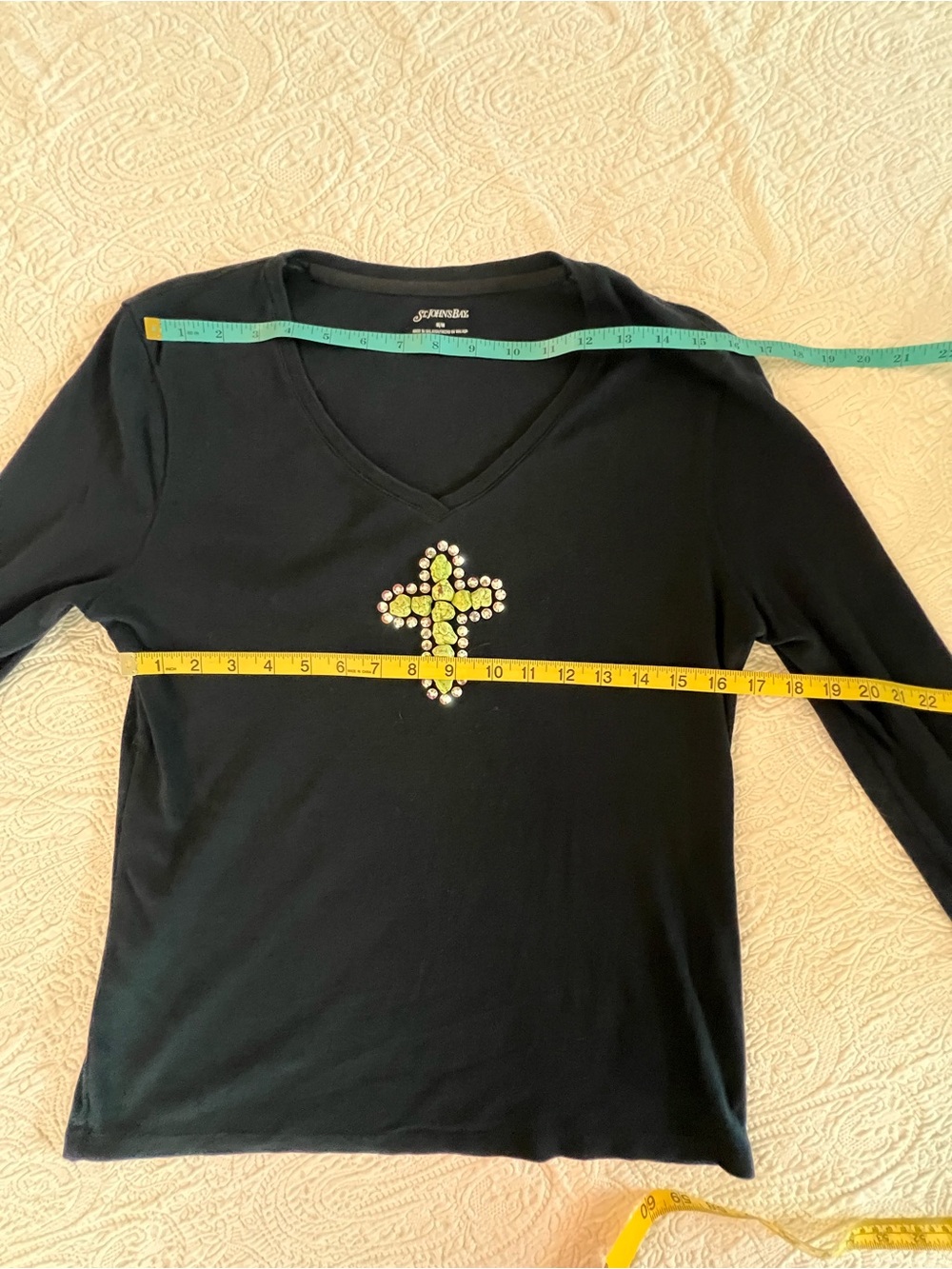 Statement Turquoise Stone & Rhinestone Cross — Size M - Picture 6 of 7